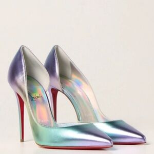 CHRISTIAN LOUBOUTIN D’Orsay 100mm IRIZA METALLIC SILVER Size 39